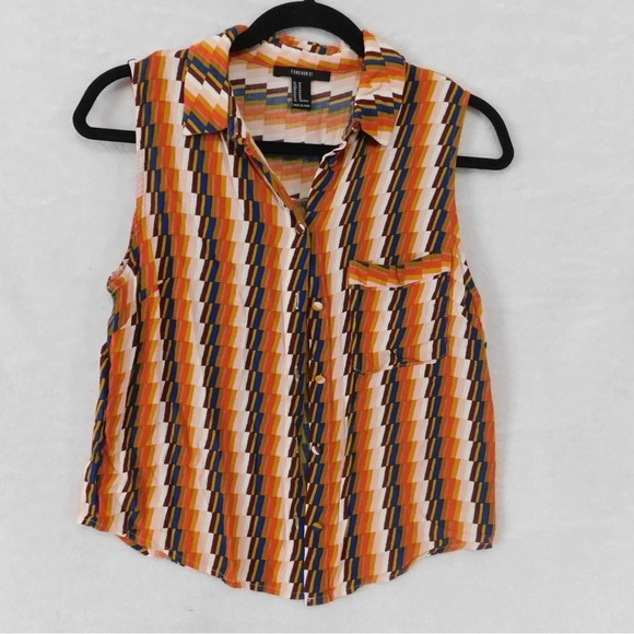 Aztec Print Pocket Short Sleeveless‎ crop Shirt - Picture 1 of 3